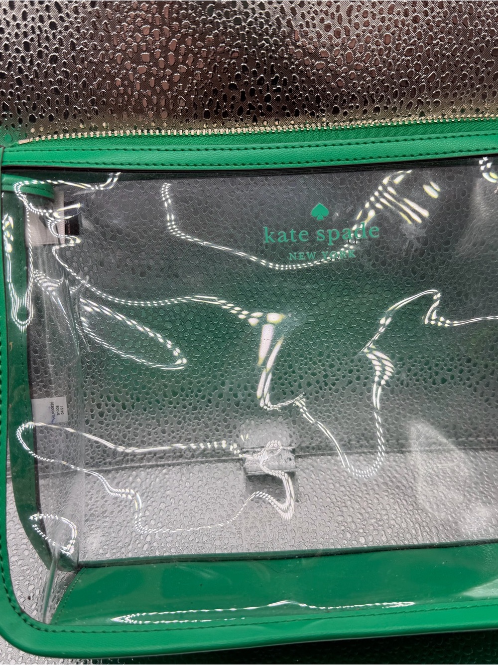 kate spade Clear Cosmetic Pouch with Green Trim